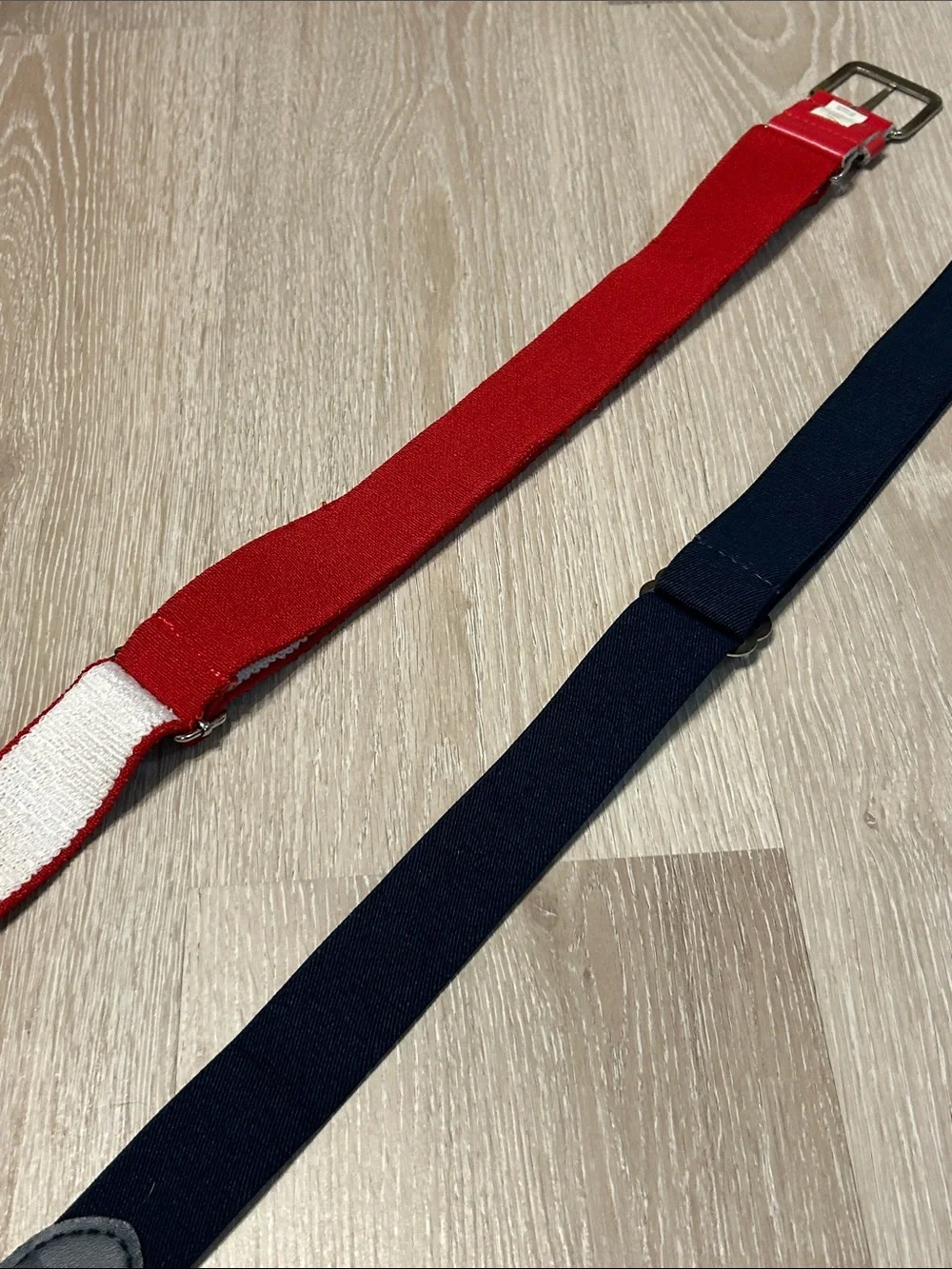 Academy Adjustable Red and Navy Webbing Baseball Belts - Set of 2